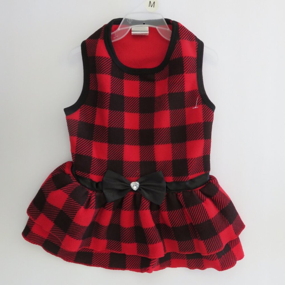 (#119) Pet Spirit Red n black plaid dog dress